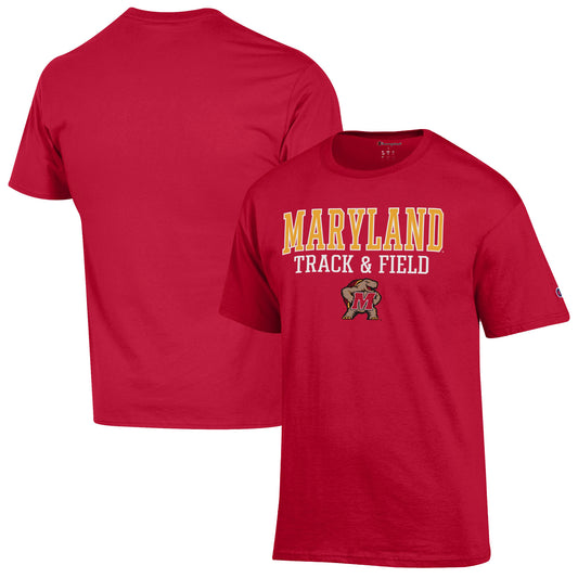 Men's Champion  Red Maryland Terrapins Track & Field Stack T-Shirt