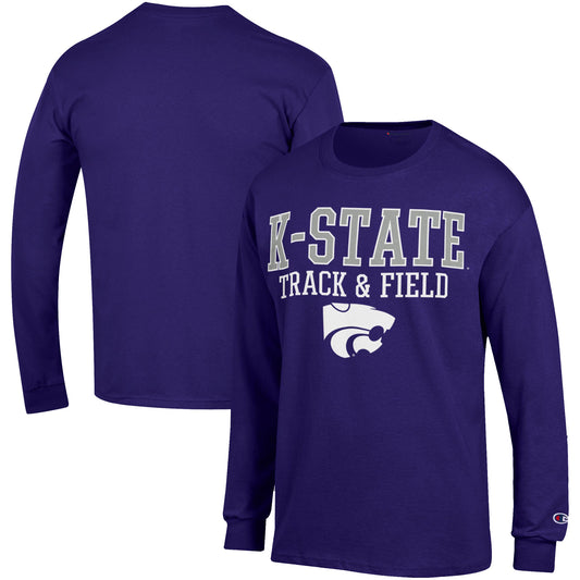 Men's Champion  Purple Kansas State Wildcats Track & Field Stack Long Sleeve T-Shirt