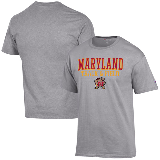 Men's Champion  Gray Maryland Terrapins Track & Field Stack T-Shirt