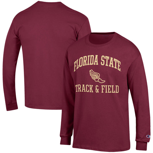 Men's Champion  Garnet Florida State Seminoles Track & Field Icon Long Sleeve T-Shirt