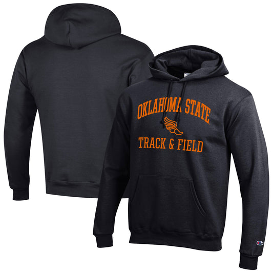 Men's Champion  Black Oklahoma State Cowboys Track & Field Icon Powerblend Pullover Hoodie