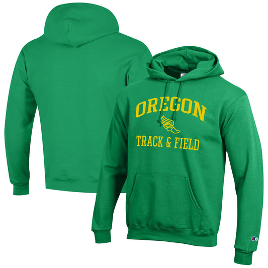 Men's Champion  Green Oregon Ducks Track & Field Icon Powerblend Pullover Hoodie