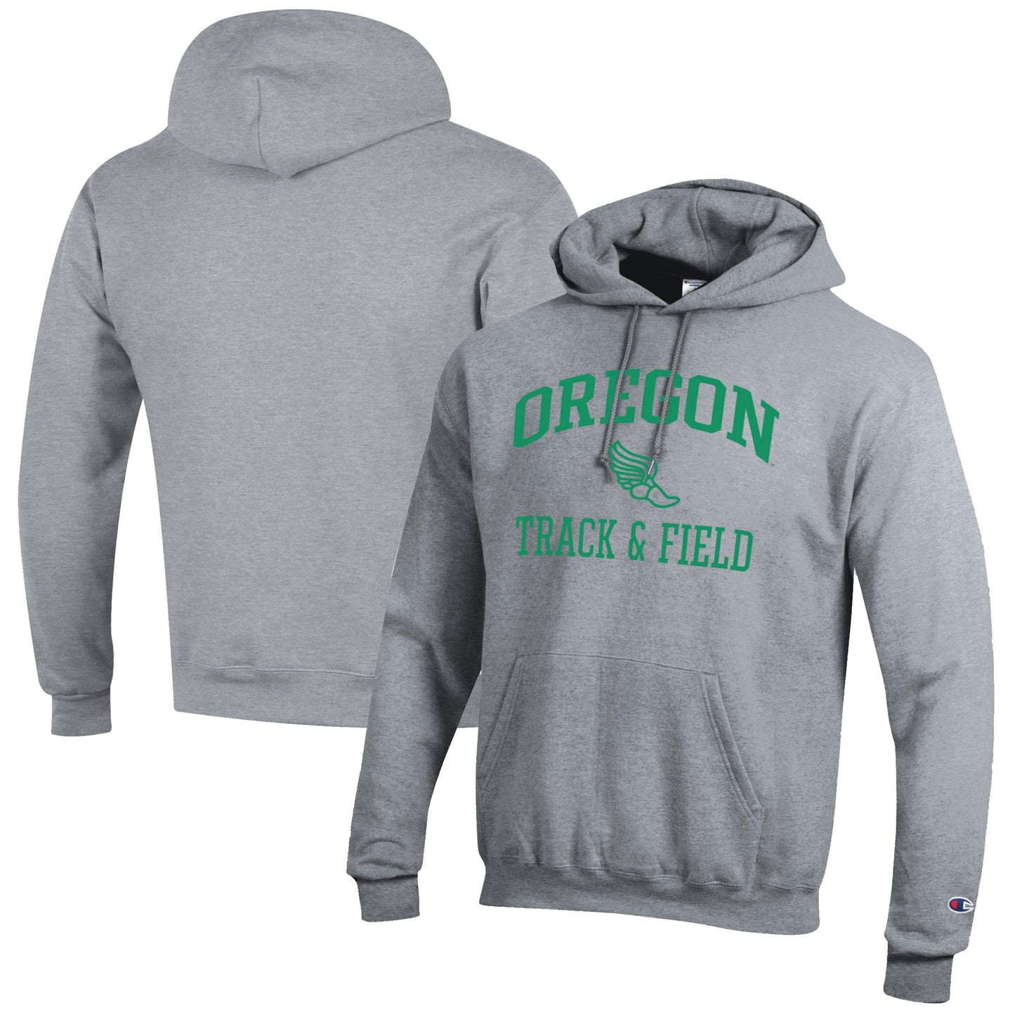 Men's Champion  Gray Oregon Ducks Track & Field Icon Powerblend Pullover Hoodie