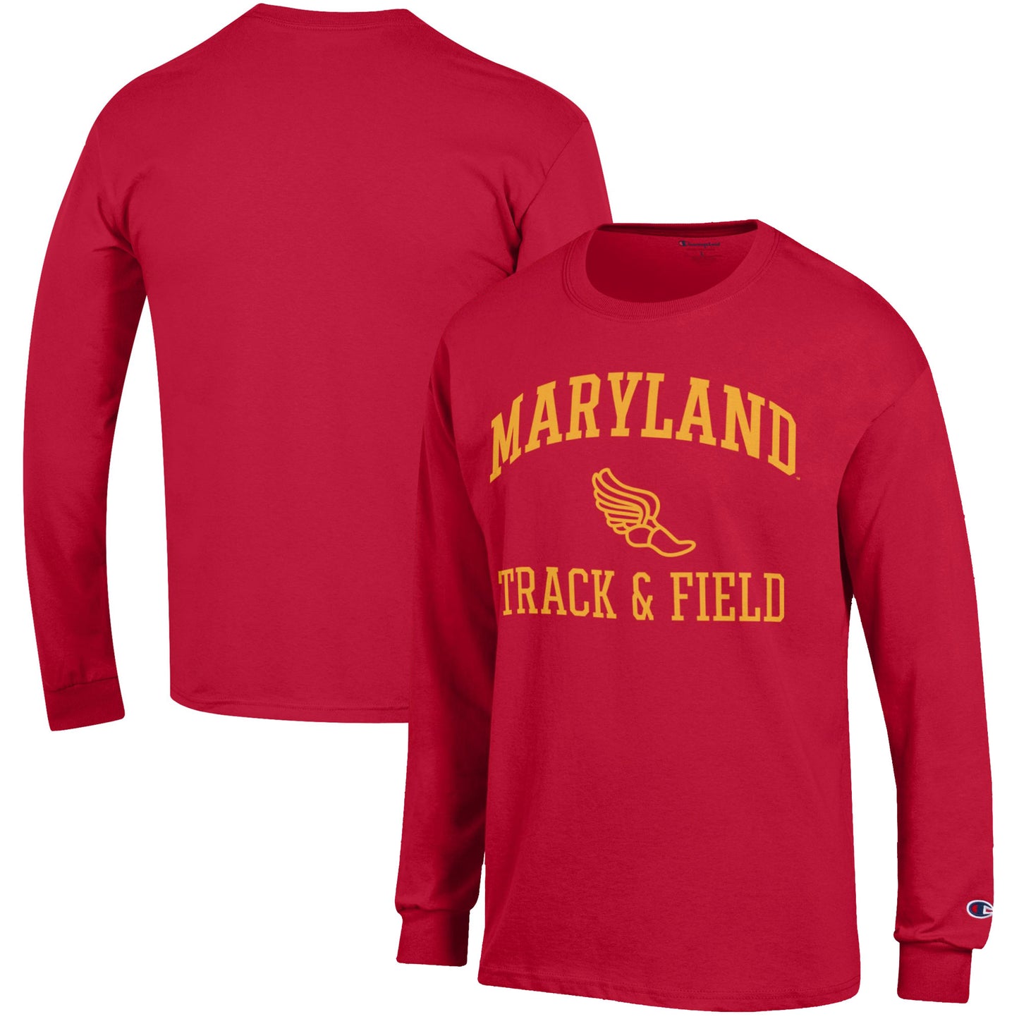 Men's Champion  Red Maryland Terrapins Track & Field Icon Long Sleeve T-Shirt