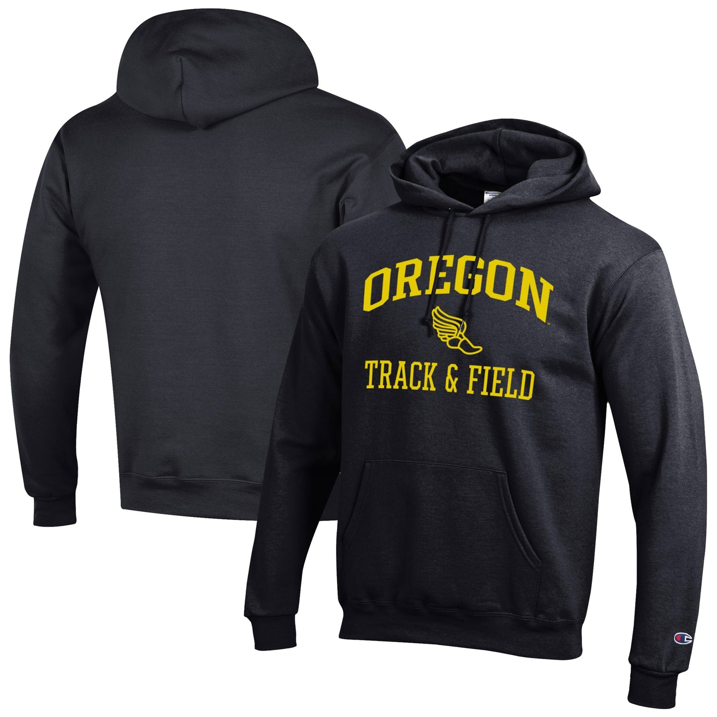 Men's Champion  Black Oregon Ducks Track & Field Icon Powerblend Pullover Hoodie