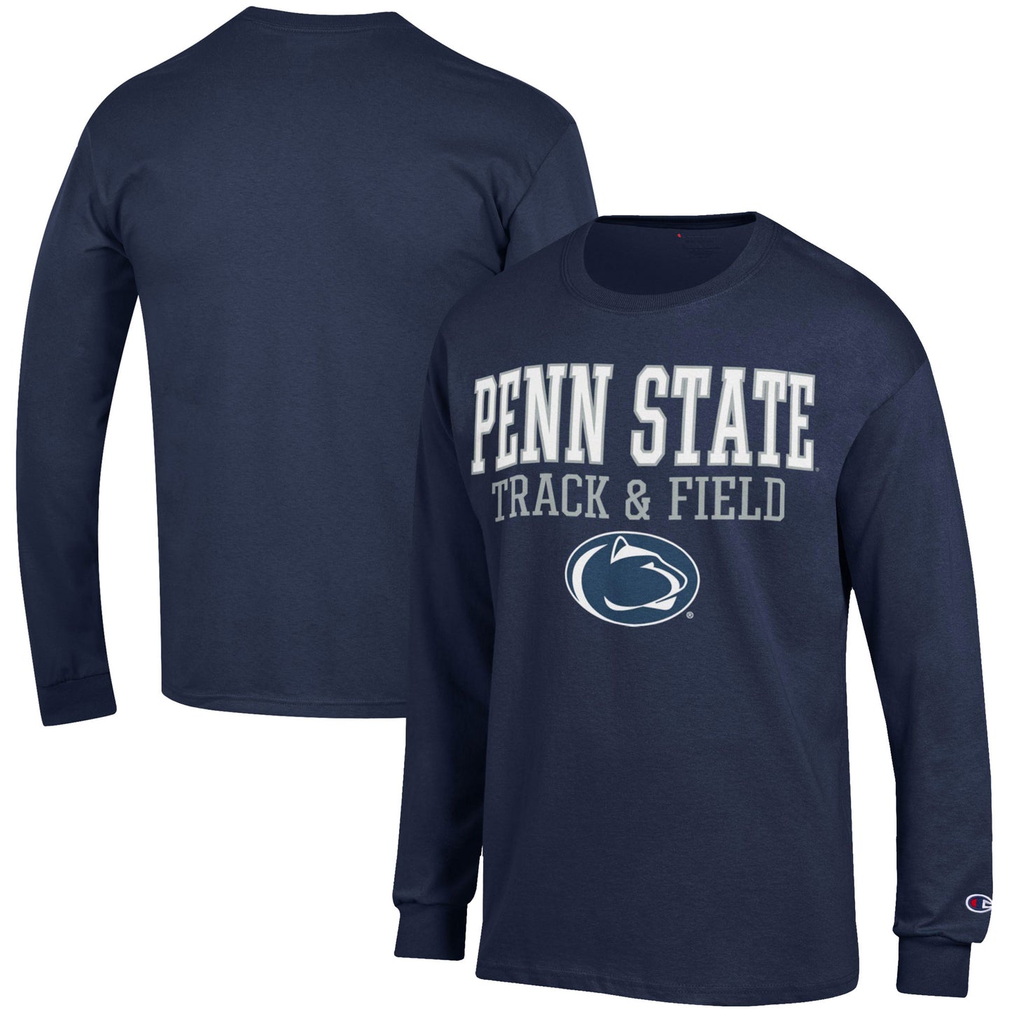 Men's Champion  Navy Penn State Nittany Lions Track & Field Stack Long Sleeve T-Shirt