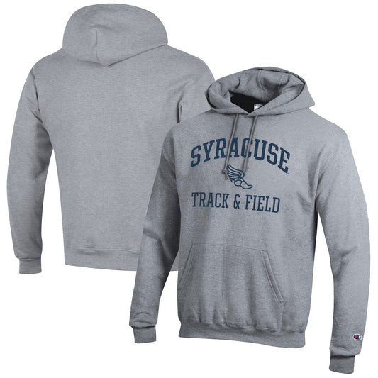 Men's Champion  Gray Syracuse Orange Track & Field Icon Powerblend Pullover Hoodie