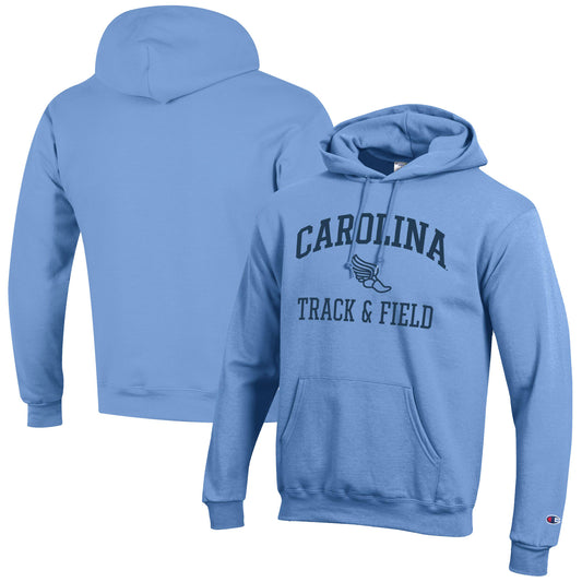 Men's Champion  Carolina Blue North Carolina Tar Heels Track & Field Icon Powerblend Pullover Hoodie