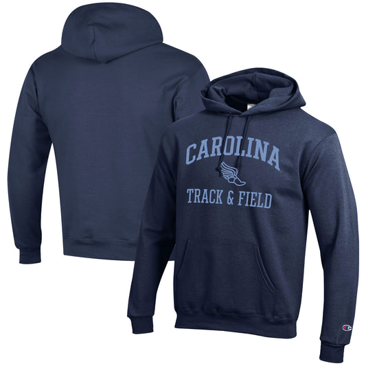 Men's Champion  Navy North Carolina Tar Heels Track & Field Icon Powerblend Pullover Hoodie