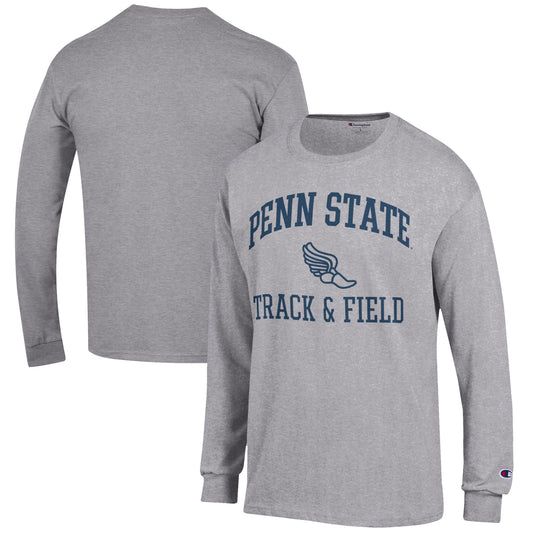 Men's Champion  Gray Penn State Nittany Lions Track & Field Icon Long Sleeve T-Shirt