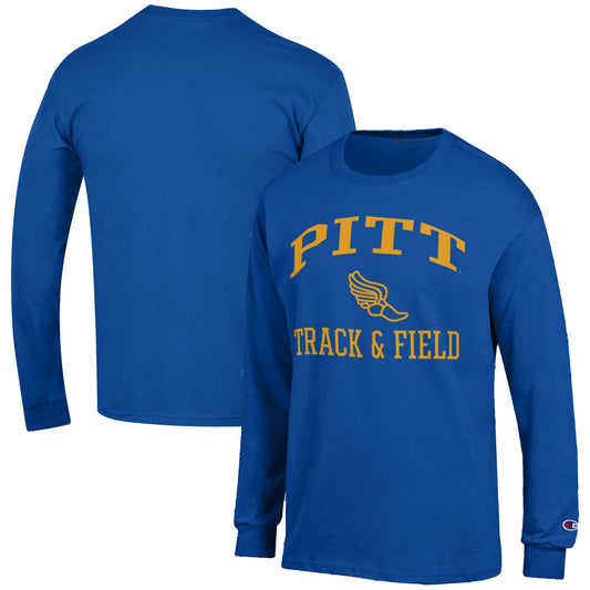 Men's Champion  Royal Pitt Panthers Track & Field Icon Long Sleeve T-Shirt