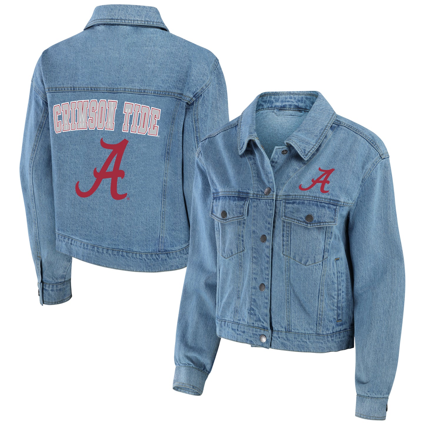 Women's WEAR by Erin Andrews Alabama Crimson Tide Button-Up Denim Jacket