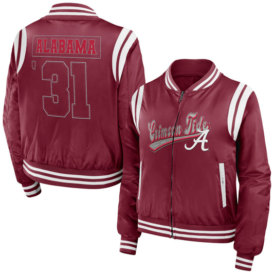 Women's WEAR by Erin Andrews Crimson Alabama Crimson Tide Football Bomber Full-Zip Jacket