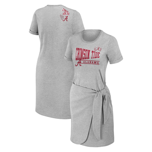 Women's WEAR by Erin Andrews Heather Gray Alabama Crimson Tide Knotted T-Shirt Dress