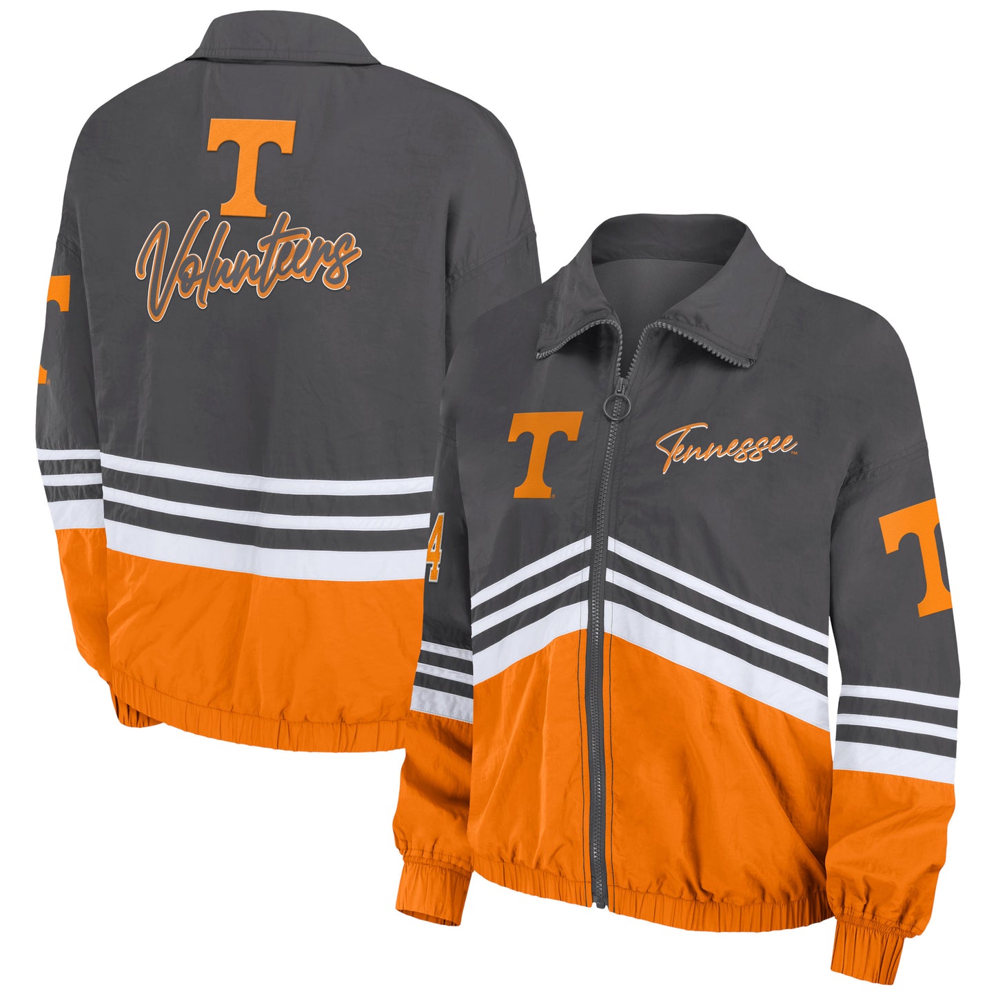 Women's WEAR by Erin Andrews Gray Tennessee Volunteers Vintage Throwback Windbreaker Full-Zip Jacket