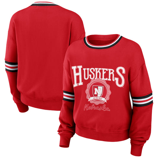 Women's WEAR by Erin Andrews Red Nebraska Huskers Vintage Pullover Sweatshirt