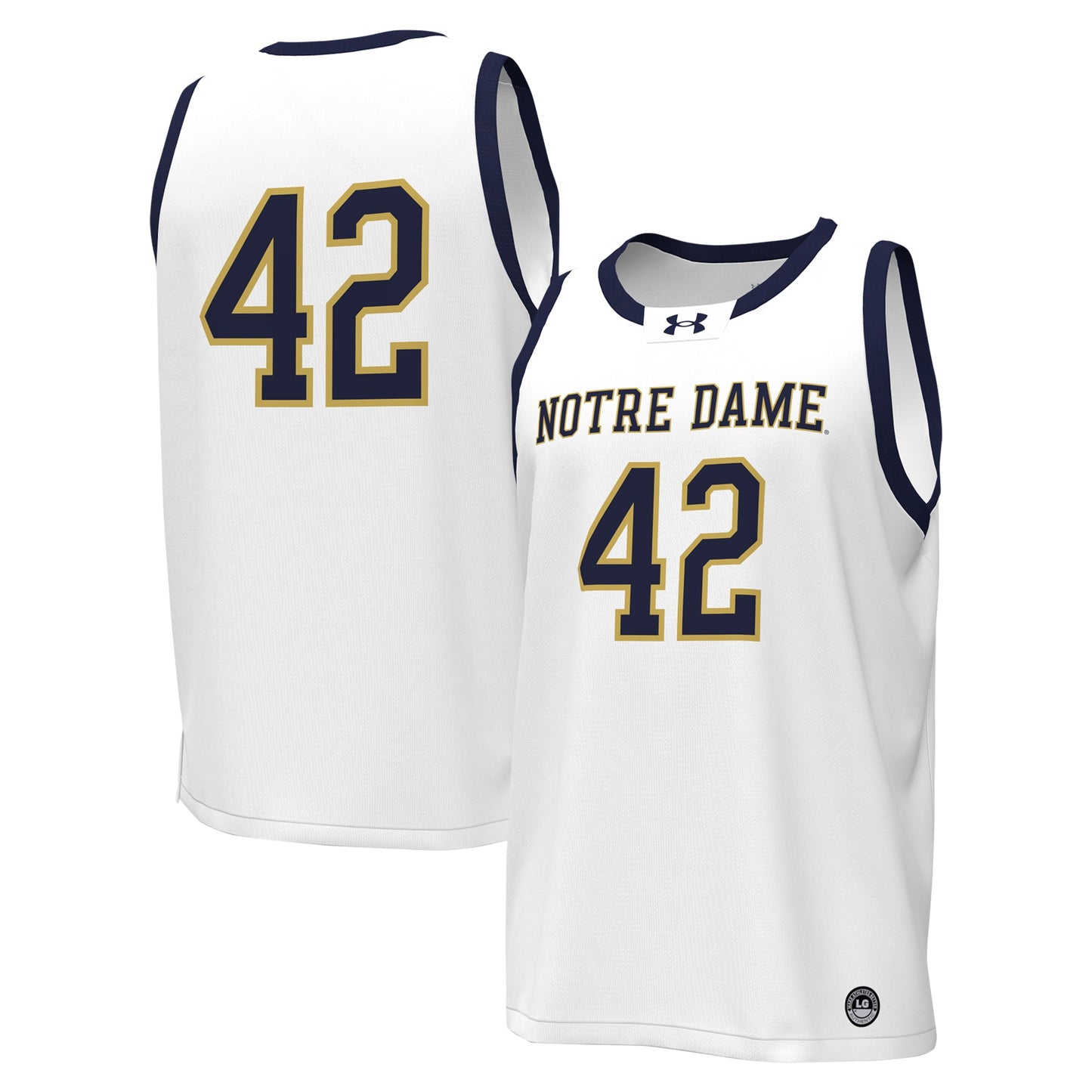 Men's Under Armour #42 White Notre Dame Fighting Irish Replica Basketball Jersey