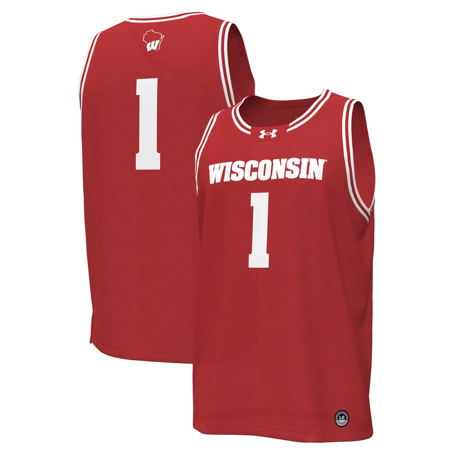 Men's Under Armour #1 Red Wisconsin Badgers Replica Basketball Jersey