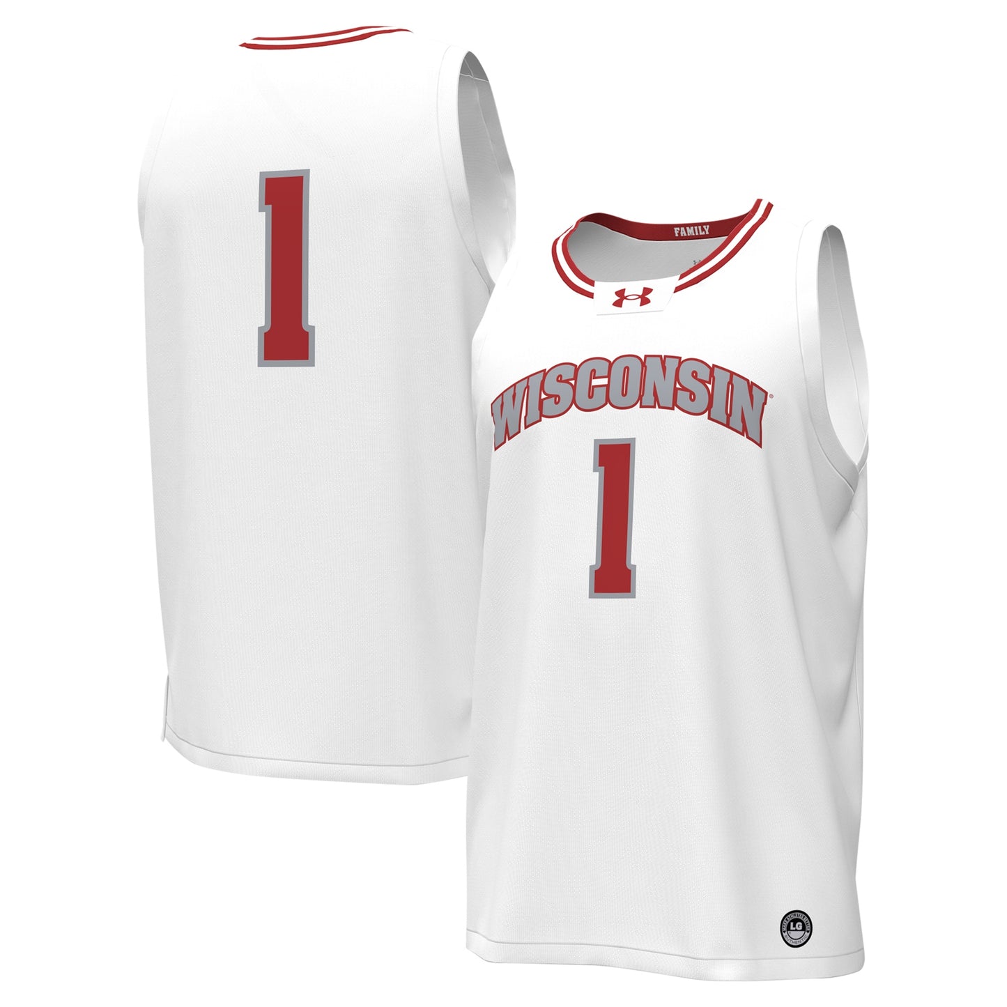 Men's Under Armour #1 White Wisconsin Badgers Replica Basketball Jersey