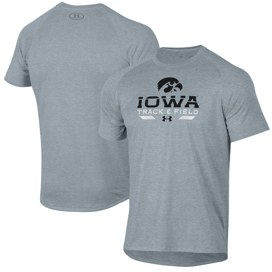 Men's Under Armour  Gray Iowa Hawkeyes Track & Field Tech T-Shirt