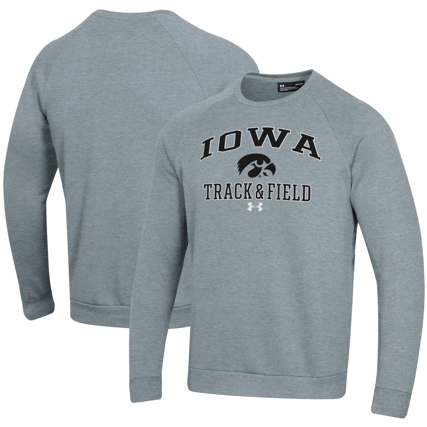 Men's Under Armour  Gray Iowa Hawkeyes Track & Field All Day Fleece Pullover Sweatshirt