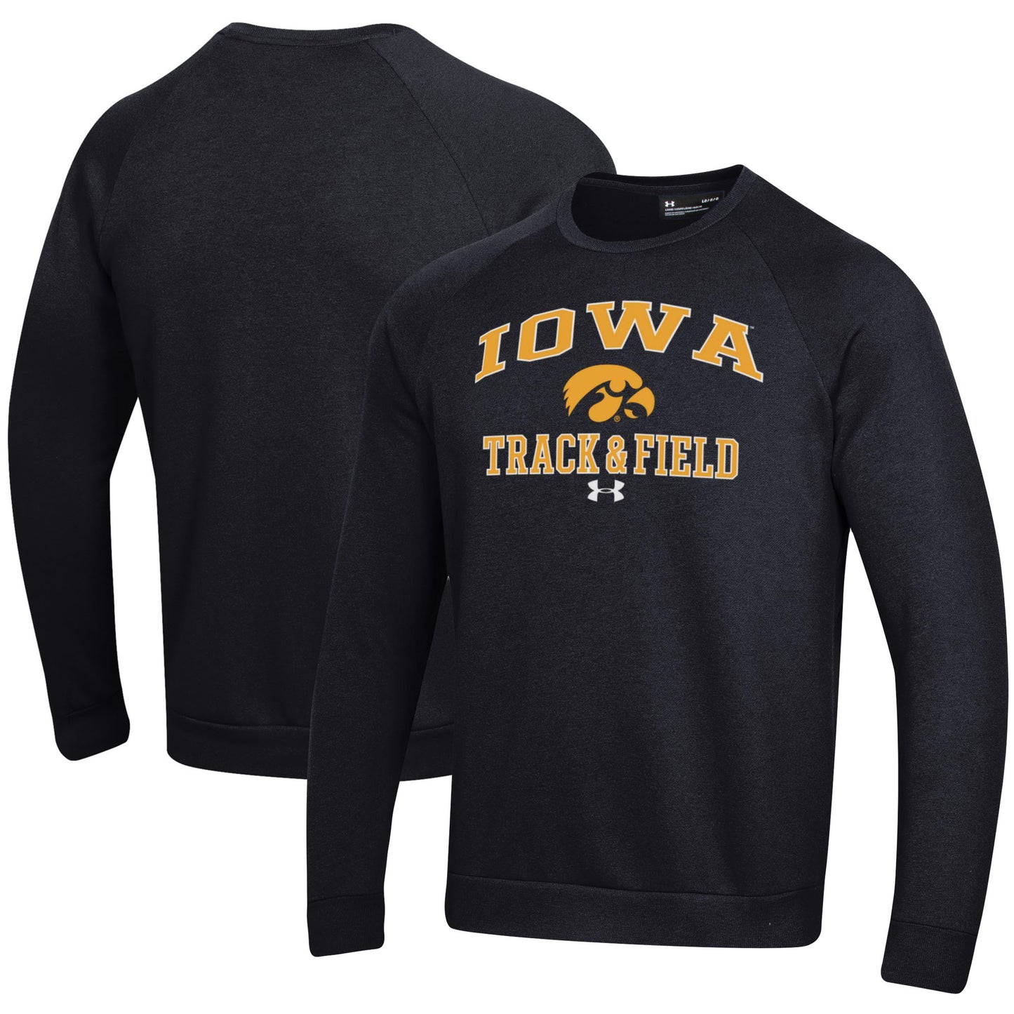 Men's Under Armour  Black Iowa Hawkeyes Track & Field All Day Fleece Pullover Sweatshirt