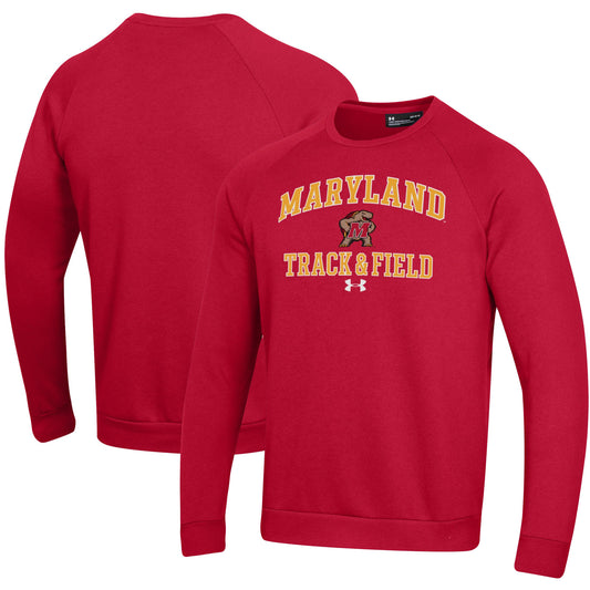 Men's Under Armour  Red Maryland Terrapins Track & Field All Day Fleece Pullover Sweatshirt