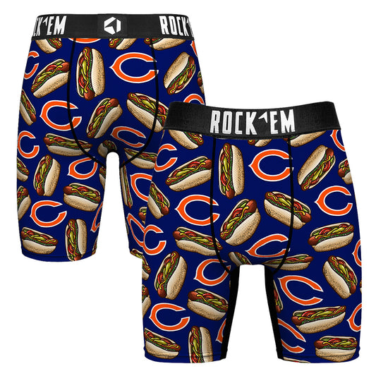 Men's Rock Em Socks  Navy Chicago Bears Chicago Style Hot Dogs Boxer Briefs