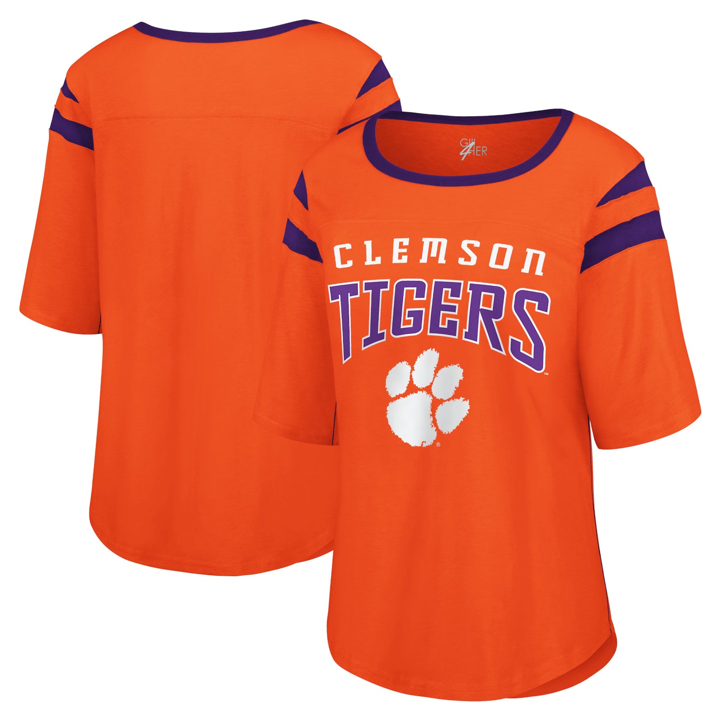 Women's G-III 4Her by Carl Banks Orange Clemson Tigers Plus Size Linebacker Half-Sleeve T-Shirt