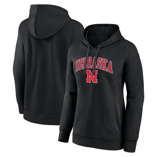 Women's Fanatics Black Nebraska Huskers Evergreen Campus Pullover Hoodie