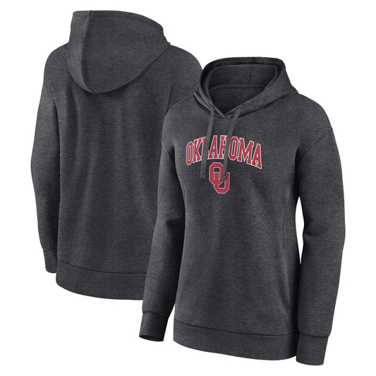 Women's Fanatics Heather Charcoal Oklahoma Sooners Evergreen Campus Pullover Hoodie