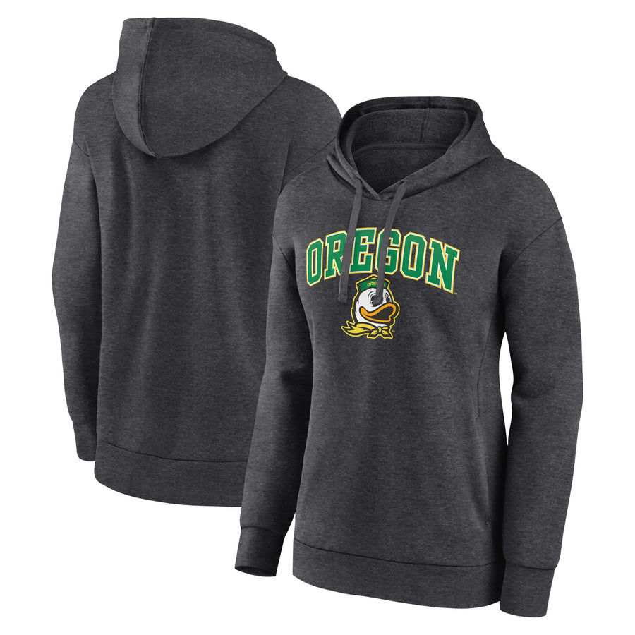 Women's Fanatics Heather Charcoal Oregon Ducks Evergreen Campus Pullover Hoodie