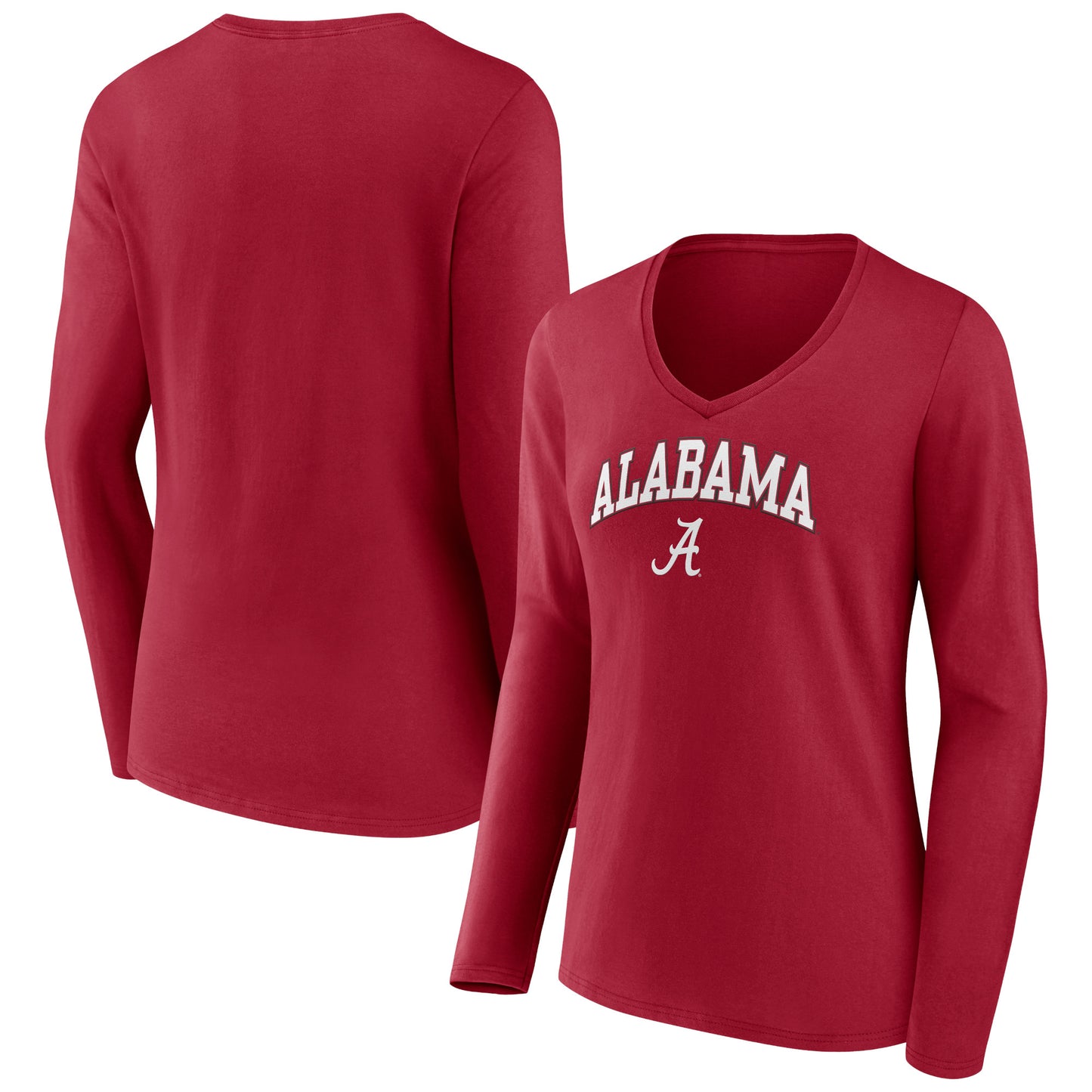 Women's Fanatics Crimson Alabama Crimson Tide Evergreen Campus Long Sleeve V-Neck T-Shirt