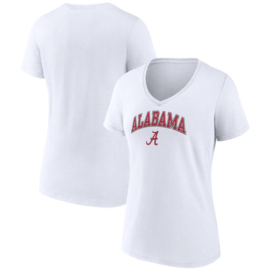 Women's Fanatics White Alabama Crimson Tide Evergreen Campus V-Neck T-Shirt