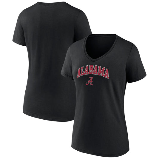 Women's Fanatics Black Alabama Crimson Tide Evergreen Campus V-Neck T-Shirt