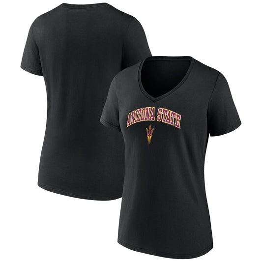 Women's Fanatics Black Arizona State Sun Devils Evergreen Campus V-Neck T-Shirt