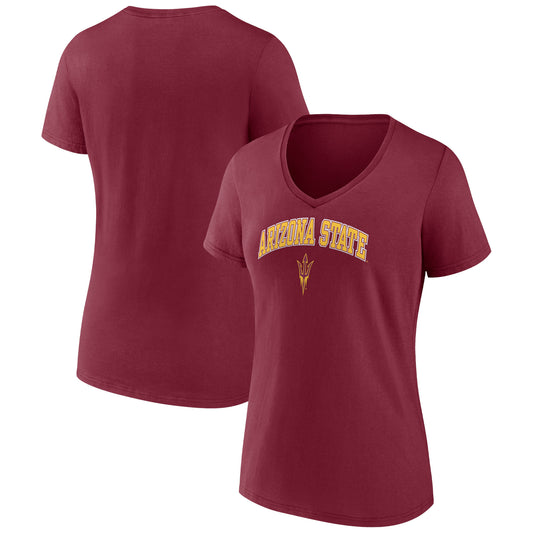 Women's Fanatics Maroon Arizona State Sun Devils Evergreen Campus V-Neck T-Shirt