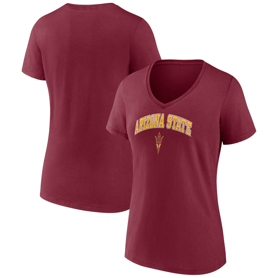 Women's Fanatics Maroon Arizona State Sun Devils Evergreen Campus V-Neck T-Shirt