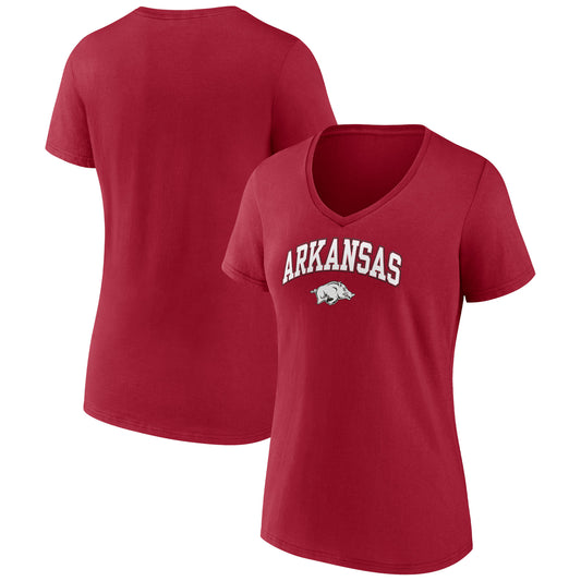 Women's Fanatics Cardinal Arkansas Razorbacks Evergreen Campus V-Neck T-Shirt