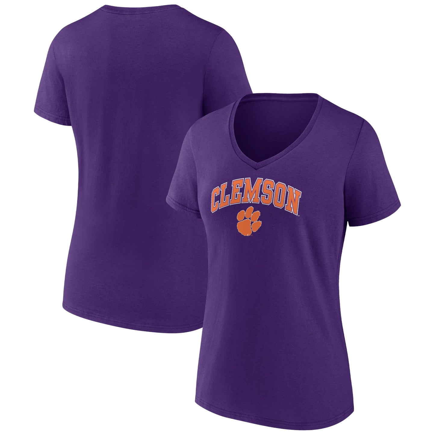 Women's Fanatics Purple Clemson Tigers Evergreen Campus V-Neck T-Shirt