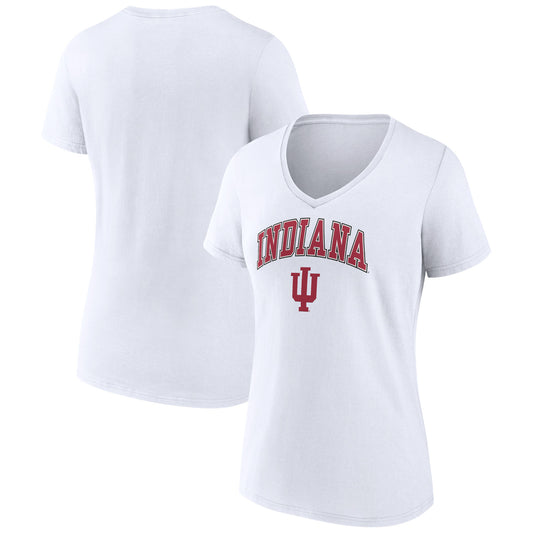 Women's Fanatics White Indiana Hoosiers Evergreen Campus V-Neck T-Shirt