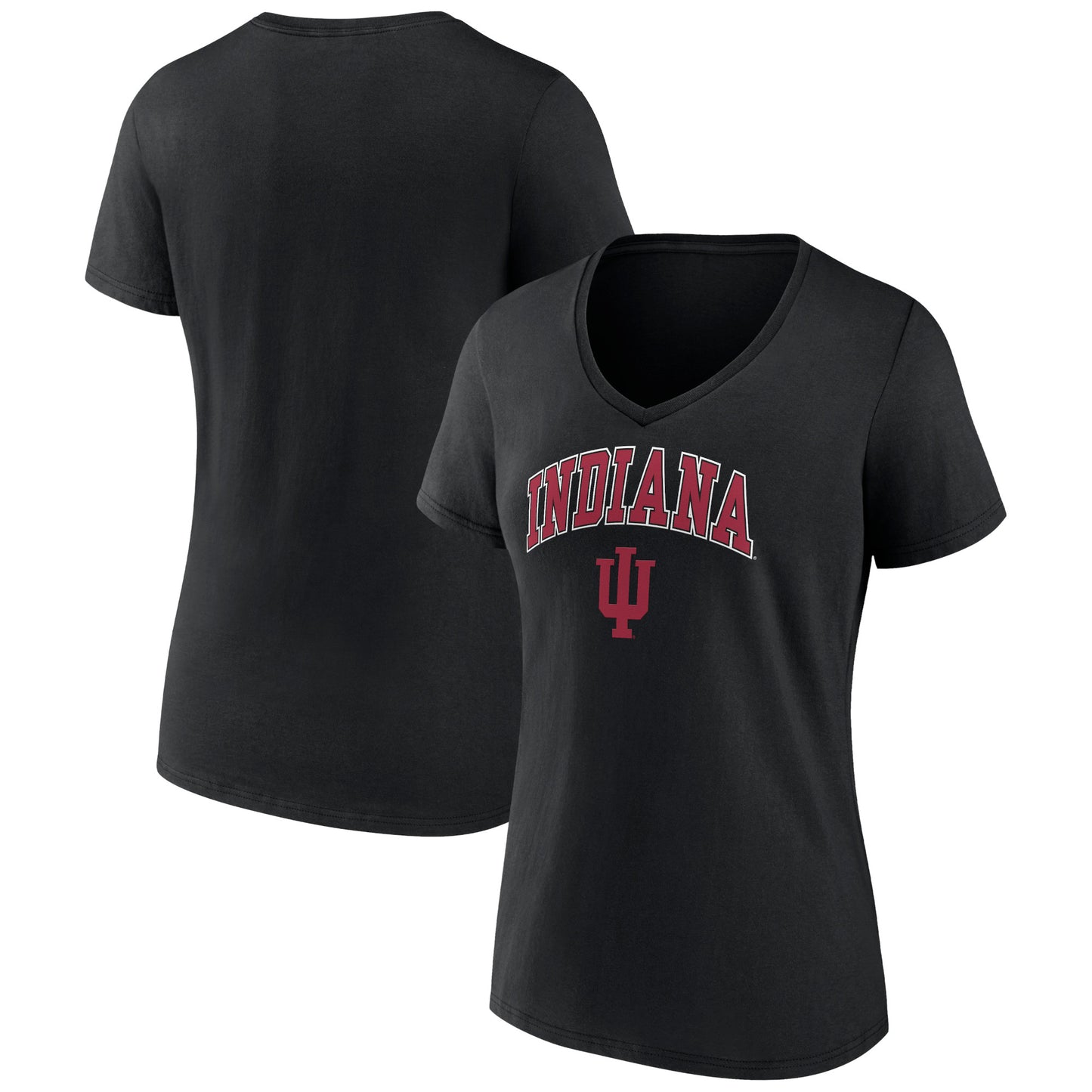 Women's Fanatics Black Indiana Hoosiers Evergreen Campus V-Neck T-Shirt