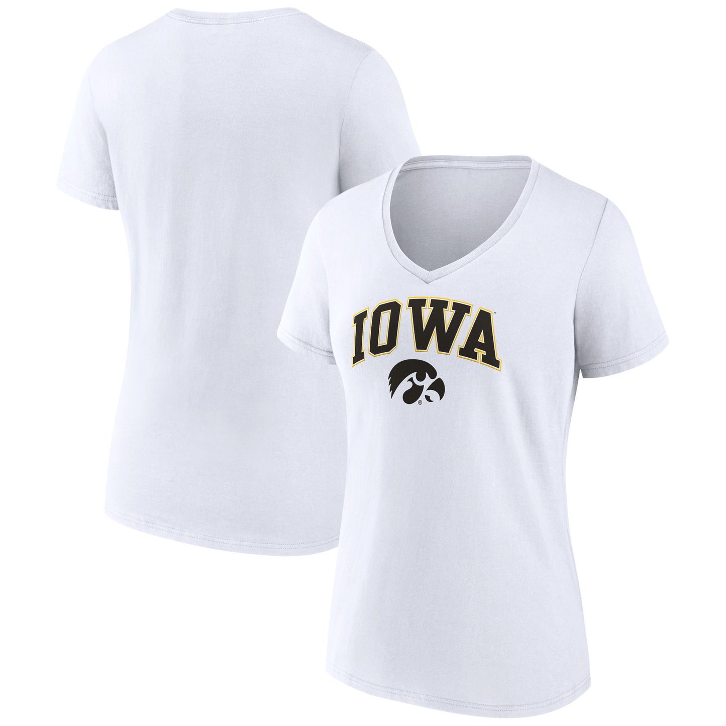 Women's Fanatics White Iowa Hawkeyes Evergreen Campus V-Neck T-Shirt