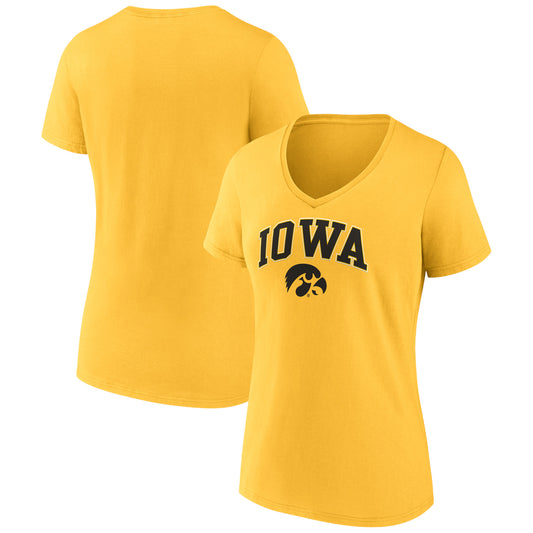 Women's Fanatics Gold Iowa Hawkeyes Evergreen Campus V-Neck T-Shirt