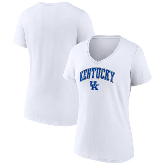 Women's Fanatics White Kentucky Wildcats Evergreen Campus V-Neck T-Shirt