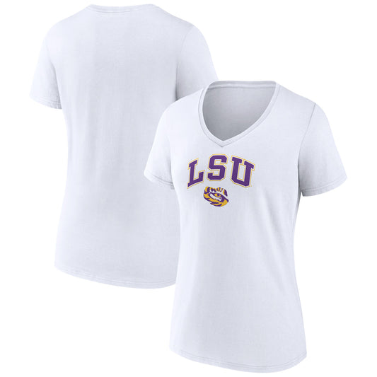 Women's Fanatics White LSU Tigers Evergreen Campus V-Neck T-Shirt