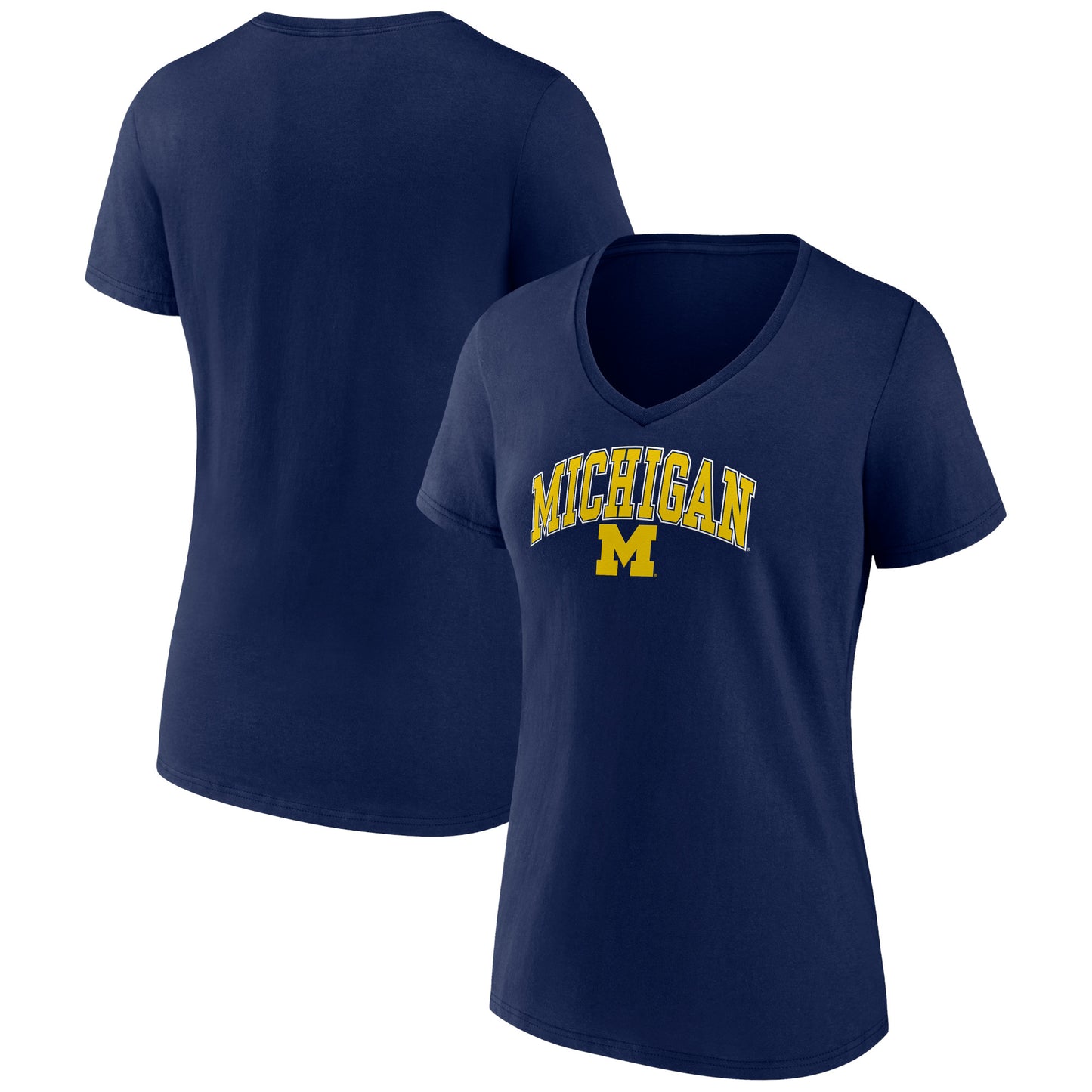 Women's Fanatics Navy Michigan Wolverines Evergreen Campus V-Neck T-Shirt
