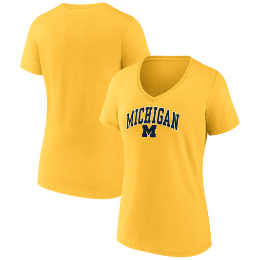 Women's Fanatics Maize Michigan Wolverines Evergreen Campus V-Neck T-Shirt