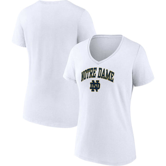 Women's Fanatics White Notre Dame Fighting Irish Evergreen Campus V-Neck T-Shirt