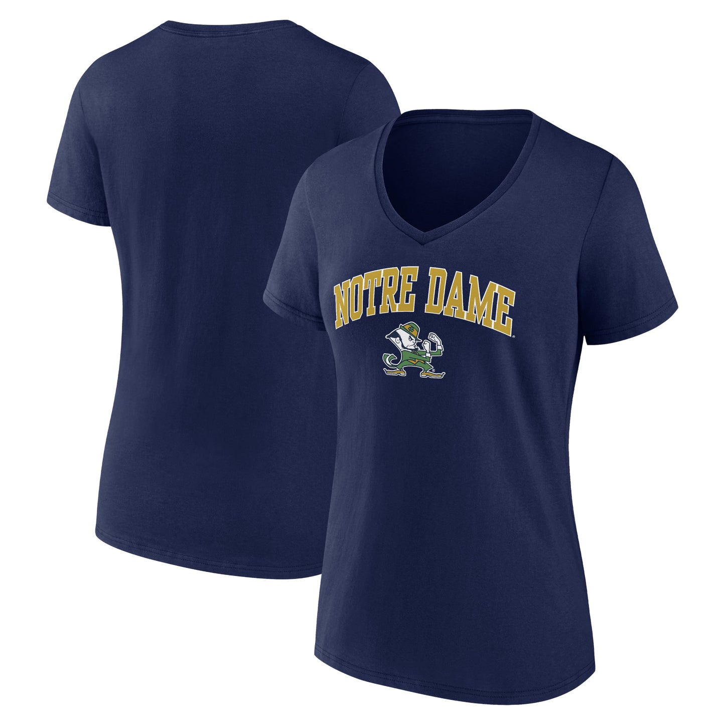 Women's Fanatics Navy Notre Dame Fighting Irish Evergreen Campus V-Neck T-Shirt